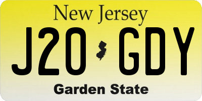 NJ license plate J20GDY
