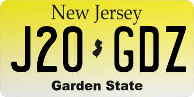 NJ license plate J20GDZ