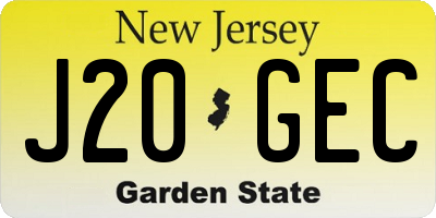 NJ license plate J20GEC