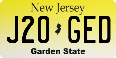 NJ license plate J20GED