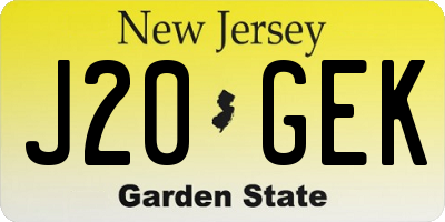 NJ license plate J20GEK