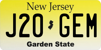 NJ license plate J20GEM