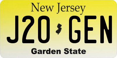 NJ license plate J20GEN