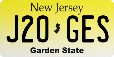 NJ license plate J20GES