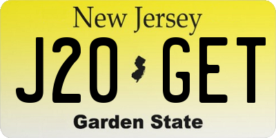 NJ license plate J20GET