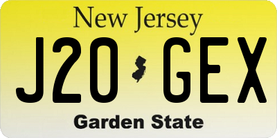 NJ license plate J20GEX