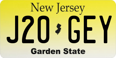 NJ license plate J20GEY