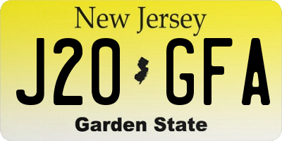 NJ license plate J20GFA