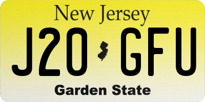 NJ license plate J20GFU