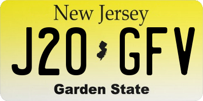 NJ license plate J20GFV