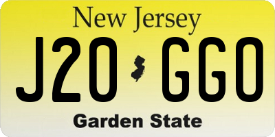 NJ license plate J20GGO