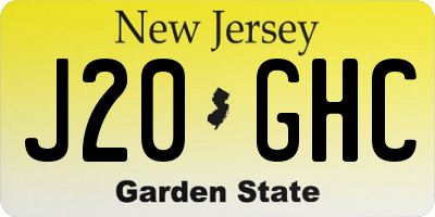 NJ license plate J20GHC