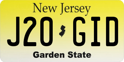 NJ license plate J20GID