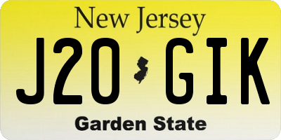 NJ license plate J20GIK