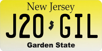 NJ license plate J20GIL