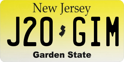 NJ license plate J20GIM