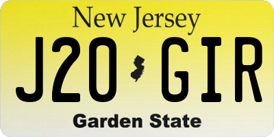 NJ license plate J20GIR