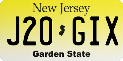 NJ license plate J20GIX