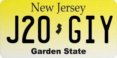 NJ license plate J20GIY