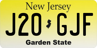 NJ license plate J20GJF