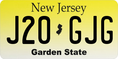NJ license plate J20GJG