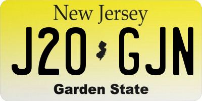 NJ license plate J20GJN