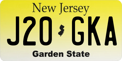 NJ license plate J20GKA