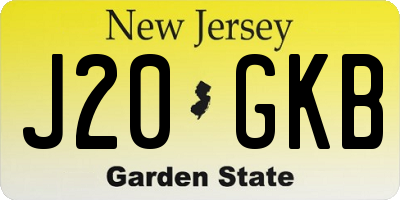 NJ license plate J20GKB