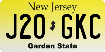 NJ license plate J20GKC