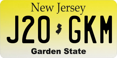 NJ license plate J20GKM