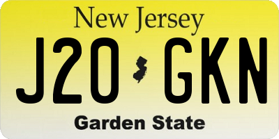 NJ license plate J20GKN