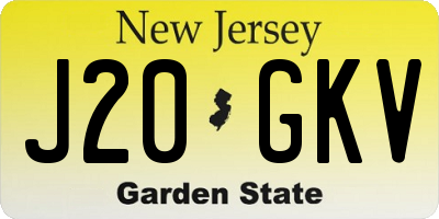 NJ license plate J20GKV