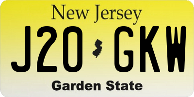 NJ license plate J20GKW