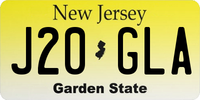 NJ license plate J20GLA