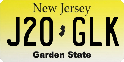 NJ license plate J20GLK