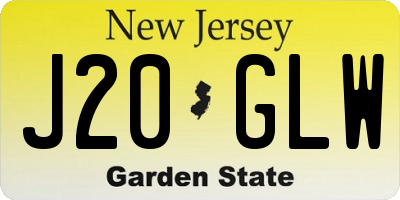 NJ license plate J20GLW