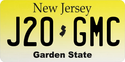 NJ license plate J20GMC