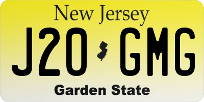NJ license plate J20GMG