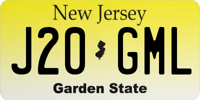 NJ license plate J20GML