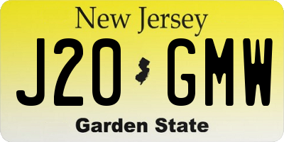 NJ license plate J20GMW