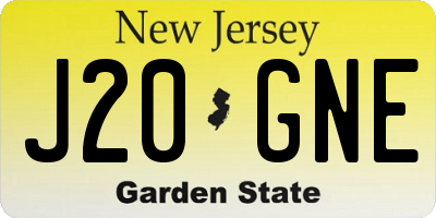NJ license plate J20GNE