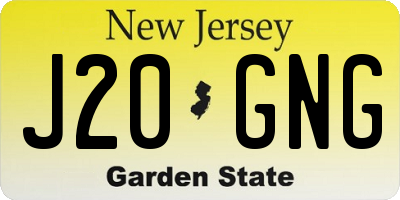 NJ license plate J20GNG
