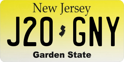 NJ license plate J20GNY