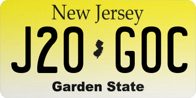 NJ license plate J20GOC