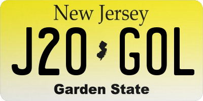 NJ license plate J20GOL
