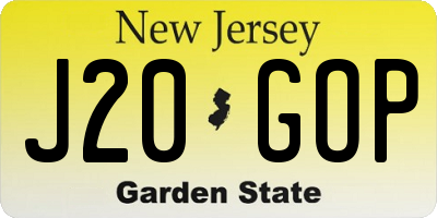 NJ license plate J20GOP