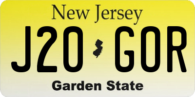 NJ license plate J20GOR