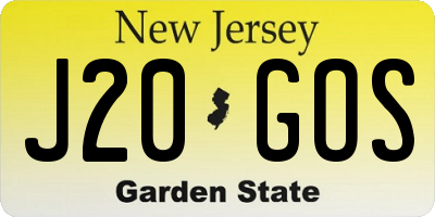 NJ license plate J20GOS