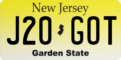 NJ license plate J20GOT