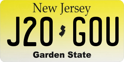NJ license plate J20GOU
